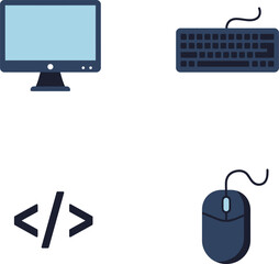 Angle bracket and forward slash shapes in minimalist modern tech symbol illustration