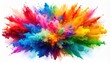 © rehan - Explosion of Vibrant Colorful Powder on White Background Creating Dynamic Abstract Art