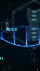 Wall Mural - animation of dna strand over data processing