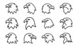 © MORIOMAKTER - Set of bird line icons including dove, eagle, owl, parrot, peacock, and flying birds isolated on white background