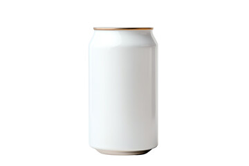 A plain white beverage can isolated on a white background, perfect for product mockups and branding.