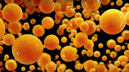 Wall Mural - Orange spheres float in a dark space