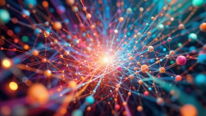 Wall Mural - Colorful Abstract Representation of Energy and Connections in Digital Space