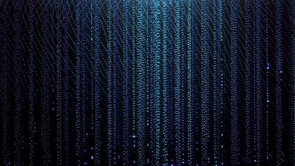 AI generative Dynamic digital rain with glowing lights, abstract modern technology background