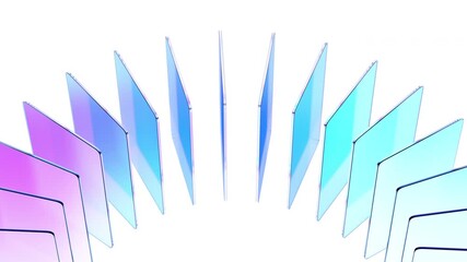 Wall Mural - Abstract animation, blue and purple glass blocks, 4k looping video, 3d render