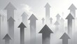 © Poni - Numerous Gray Arrows Pointing Upward in a Foggy Mist Against a Light Background in an Abstract Composition