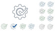 © SAYYAD - Gear icon with checkmark in various colors.
