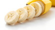 © Taha - Close up of sliced banana with peel on white background showing fruit texture and detail clearly 100 ai generated