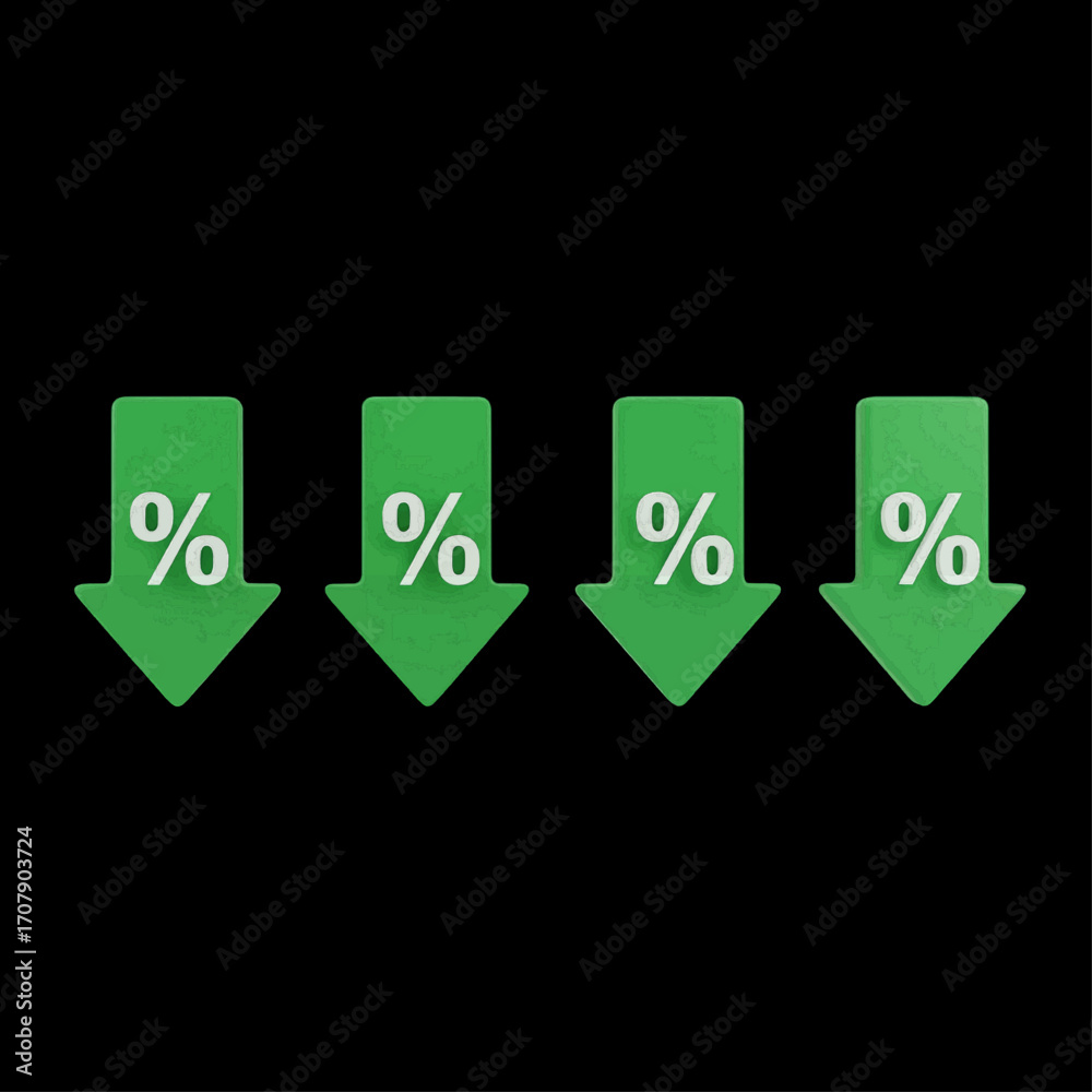Financial Decline Percentage Symbols Pointing Down Representing Market ...