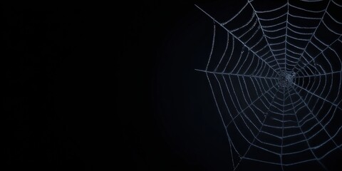 Intricate spider web on dark background for Halloween decoration or nature concepts