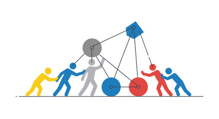 Diverse Team Collaborating to Build a Complex Structure.