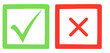 © ImageFlow  - Green Check Mark and Red Cross Mark Icons. Approve, Reject, Yes, No, Right, Wrong Symbols isolated on png, transparent background for Decisions and Choices.