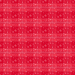 Wall Mural - Plaid pattern with twill weave in red with white snow.Christmas, winter tartan check seamless pattern.Vector illustration geometric background for fabric and prints.