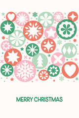 Wall Mural - Christmas poster. Decorated ball and snowflakes. Vector illustration