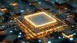 © Tahsin - Close up view of a glowing central processing unit on a circuit board