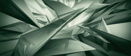 Wall Mural - Dark and soft green geometric abstract shapes background futuristic.