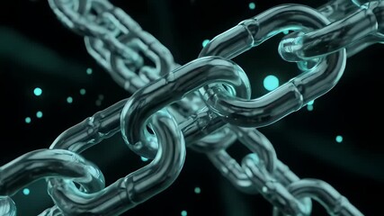 Detailed Silver Chain Link Interlocking with Teal Accent on Dark Background