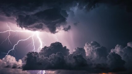 Wall Mural - a dramatic lightning storm above a city skyline
