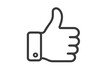© Hannah - Thumbs up linear icon. Like symbol for social media. Vector line art illustration of approval gesture. Concept for success, good job, positive feedback, and agreement. OK sign.