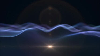 Wall Mural - Abstract light waves creating a gentle star flare on a dark background in a seamless loop deep, meditation, elegant
