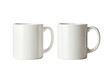 © Oratai - Two Plain Mugs: Two pristine, identical white mugs stand side-by-side. Simple, elegant and versatile, perfect for showcasing designs or as a symbol of simplicity and freshness.