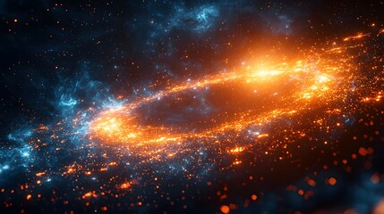 Wall Mural - A vibrant glowing cosmic ring of stars and nebulae swirls in the deep dark expanse of space