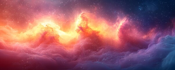 Wall Mural - Vast vibrant cosmic nebula with glowing gas dust and stars creating a celestial wonder
