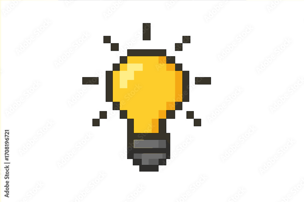 Light bulb pixel art icon. Concept of idea, solution, and creativity ...