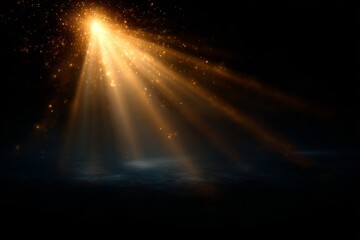 Wall Mural - enchanting golden rays streaming through the darkness, creating a magical atmosphere in nature
