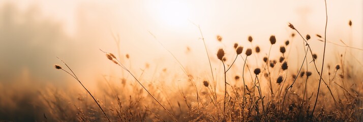  Field of tall grass with a sun in the background