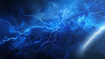 Wall Mural - A dark blue and black background with bright lightning illuminating the sky, suitable for use in news or weather reports