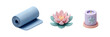 © RUNA - Still life of yoga mat lotus flower and candle on a  isolated on transparent background