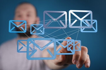 Conceptual image of email networking and communication.