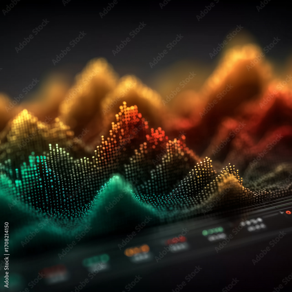 Visualizing Dynamic Data: Abstract digital landscape of vibrant waves ...