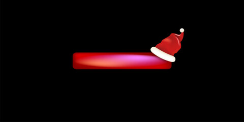 Wall Mural - Christmas Santa hat glossy button vector banner, modern festive red striped design for social media promotions, sale, web UI elements, app interfaces, and holiday stickers and labels