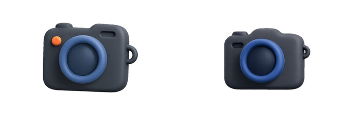 Modern stylized digital camera icons with a minimalist design for photography, multimedia, and creative content projects and applications