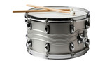 Isolated snare drum with drumsticks instrument musical equipment percussion kit closeup.
