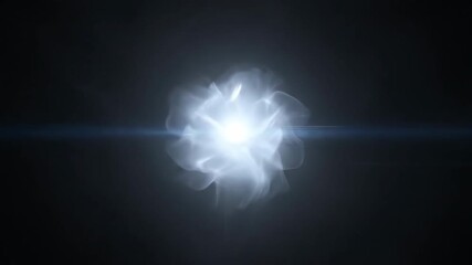 Wall Mural - A seamlessly looping video presents a soft white circular flare dissolving into a subtle mist, creating a serene abstract atmospheric effect dissolving into a subtle mist, broadcast, science