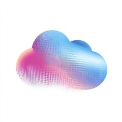 Cloud storage technology abstract design concept with gradient colors and halftone pattern style vector art