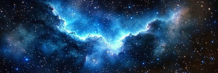 Wall Mural - spectacular azure nebula radiating stars, cosmic clouds ,interstellar regions of galactic brilliance