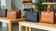 © Omias - Elegant Handmade Leather Bags and Wallets Displayed in a Charming Small Shop Interior