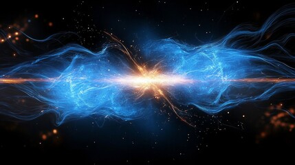 Canvas Print - dynamic fusion of digital particles creating vivid light streams in a fractal dimension scene