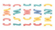 © DFX - Collection of Pastel-Colored Ribbons in Various Shapes and Sizes.