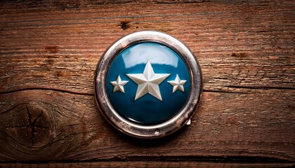 vintage vote button with stars on rustic wooden surface