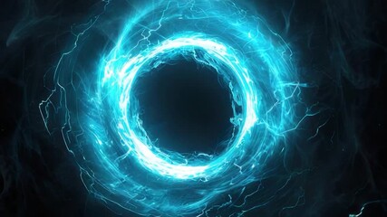 Wall Mural - A dark blue circle with lightning emanating from it, representing power and energy