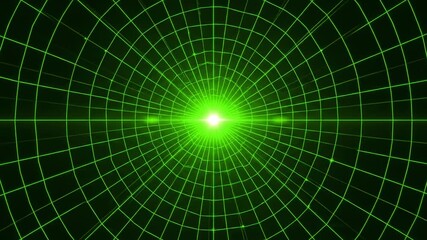 Wall Mural - A seamlessly looping video depicts a vibrant lime green circular flare expanding into a geometric grid pattern, symbolizing abstract digital network dreamy, presentation, website