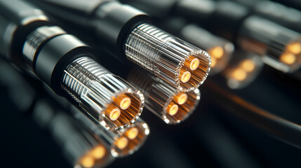 Wall Mural - Close-up View of High-Tech Fiber Optic Cables
