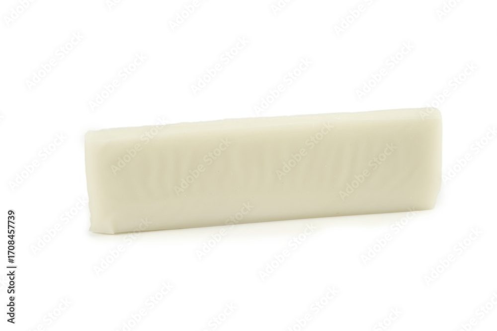 White Rice Cake Block Isolated on White Background - Asian Food Ingredient Closeup