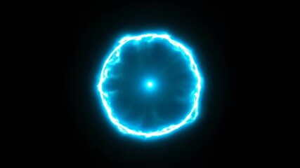 Wall Mural - A seamlessly looping video depicts an electric cyan circular flare pulsating rhythmically, generating a high-tech abstract energy pulse seamlessly looping video, digital, energy