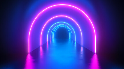 Wall Mural - neon light tunnel pathway